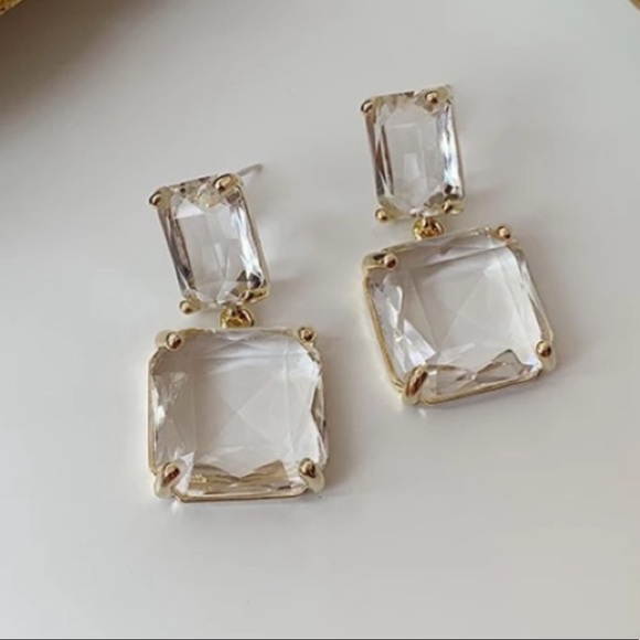 Gold  plated earrings shiny crystal earrings drop earrings - Picture 3 of 4